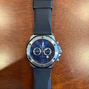 Bulova Marine Star Stainless Steel Water Resistant Watch with Black Rubber Band